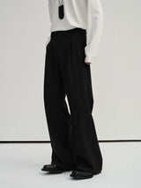 Waist-Adjustable Striped Flared Merino Wool Pants