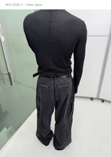 Three-Piece Raw Hem Curved Jeans