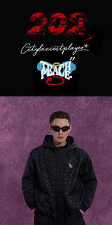 Black Polka Dot Hooded Windproof Jacket