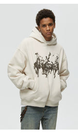Vintage Print Men's Thick Hoodies