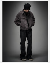 Washed Grey Boxy Denim Jacket