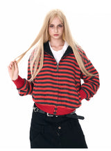 Men's Crop Motor Embroidered Striped Hoodie