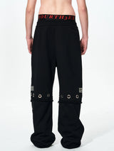 Men's Black Straight Two-In-One Riveted Sweatpants