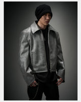 Vintage Stand Collar Biker Jacket