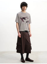 Straight Plaid Pleated Cargo Shorts
