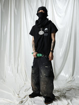 Black Skull Print Pocket Tee