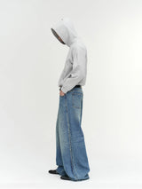 Wide Leg Cuffed Washed Jeans