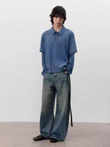 Faded Washed Two-Piece Long Sleeve Polo