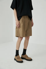 Draped Drawstring Elastic Waist Pleated Shorts
