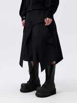 Deconstructed Waistband Layered Unisex Skirt