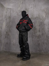 Burnt Red Distressed Bandage MA1 Jacket