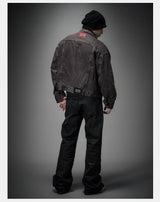 Washed Grey Boxy Denim Jacket