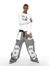 Men's White Eye Print Knit Sweatshirt