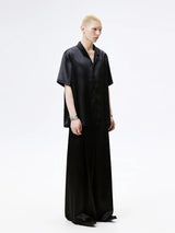 Cuban Collar Short Sleeve Satin Shirt