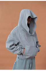 Grey Blue Unisex Letter Print Hoodie