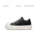 Unisex Distressed Low-Top Leather Platform Sneakers
