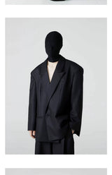 Men's Cropped Black Padded Drapey Blazer