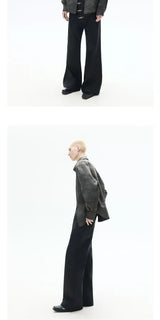 Asymmetrical Flare Waxed Jeans