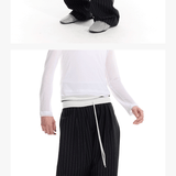 Striped Drawstring Elastic Casual Pants