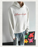 Couple’s Embroidered Script Boxy Hoodie