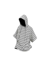 Striped Short-sleeve Detachable Hood Wool-lyocell Tee