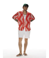 Red White Short Sleeve Cuban Shirt