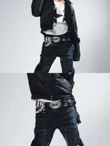 Two-Tone Leather Lip Cigarette Waist Pouch