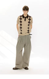 Men's Summer Contrast Diamond Knit Polo