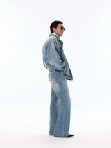 Structured Heavy Wash Denim Jacket