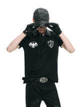 Biker Vintage Embroidered Leather Polo Shirts