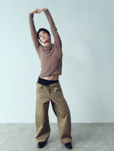 Colorblock Khaki Wide Leg Pants