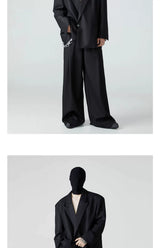 Men's Cropped Black Padded Drapey Blazer