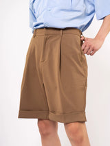 Men's Khaki Rolled Hem Casual Shorts