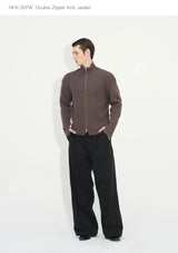 Double Zipper Thick Wool Knitted Jacket
