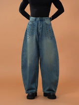 Men's Blue Riveted Curved Jeans