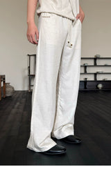 Drawstring Straight Leg Linen Lyocell Pants