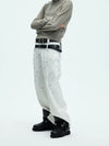 White Double Waistband Studded Straight Jeans