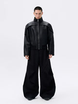 Casual Curved Pleated Wide Leg Pants