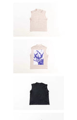 Stretchy Sleeveless Vintage Punk Print Top