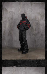 Burnt Red Distressed Bandage MA1 Jacket
