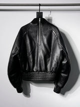 Dark Textured Curve Sleeve Bomber Jacket