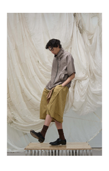 Detachable Plaid Pleated Cropped Pants