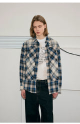Men's Long Sleeve Splatter Plaid Shirt