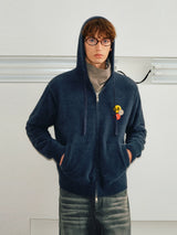 Faux Fur Loose Zip Hooded Cardigan