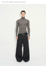 Long Sleeve Turtleneck Ribbed Knit Top