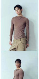 Lightweight Wool Slim Triangle Neck Sweater