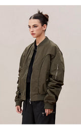 Men's Deconstructed Pleated MA1 Bomber Jacket