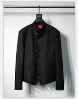 Structured Shoulder Wrinkle-Resistant Linen Slim Blazer