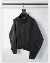 Loose Stand Collar Washed Canvas Coat