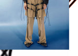 Pleated Belted Punk Retro Flared Pants